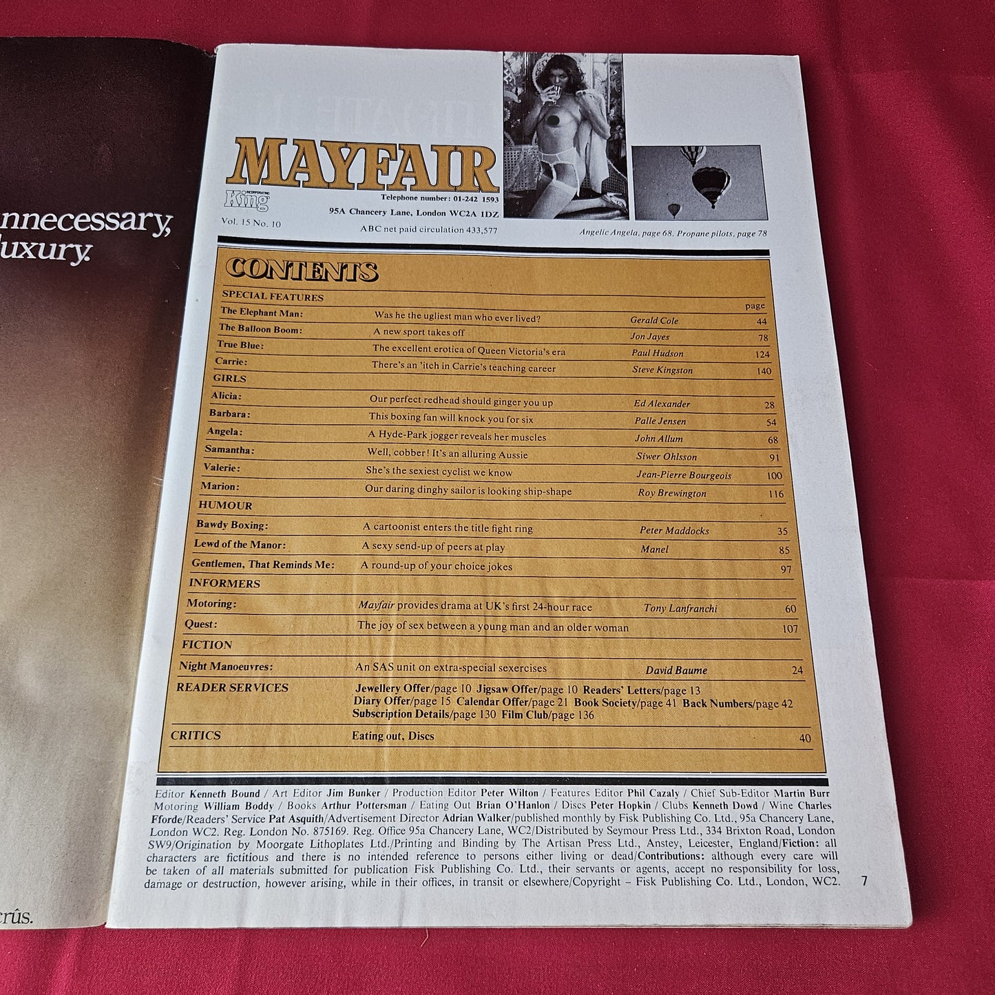 Mayfair Magazine October 1980 (1394) Alicia Angela Valerie Elephant Man