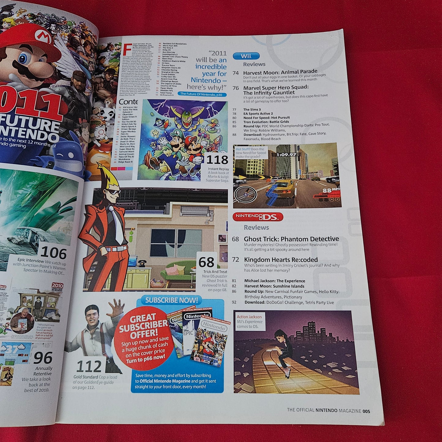 Nintendo The Official Magazine January 2011 Issue 64 (1380) Epic Mickey GoldenEye 007 Black Ops Ghost Trick Kingdom Hearts Re coded Donkey Kong Country Returns