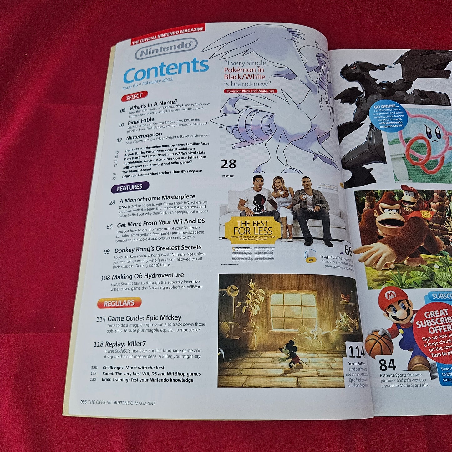 The Official Nintendo Magazine February 2011 Issue 65 (1380) Pokemon White Version Kirbys Epic Yarn Mario Sports Mix Epic Mickey