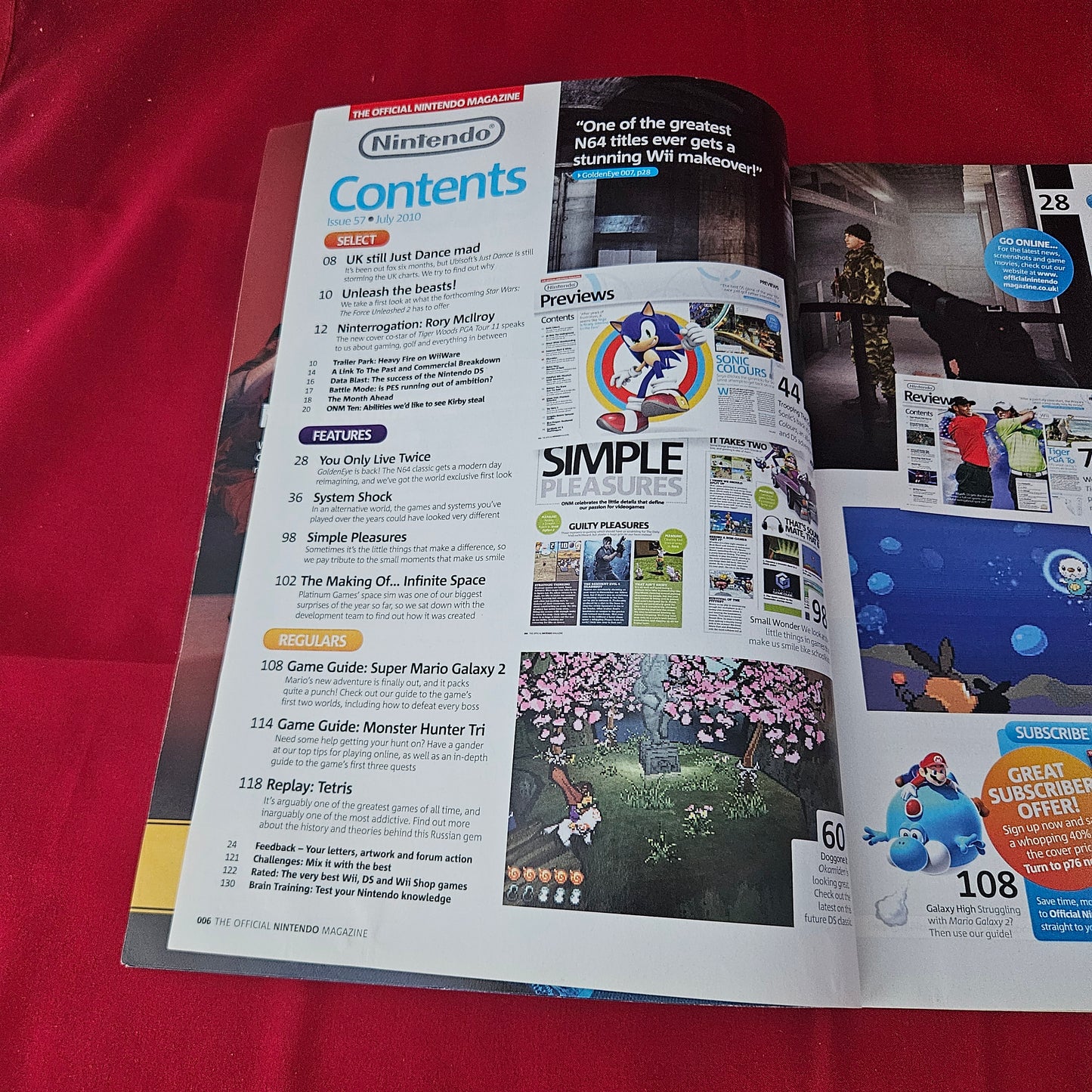 The Official Nintendo Magazine July 2010 Issue 57 (1380) GoldenEye 007 Sonic Colours Super Mario Galaxy 2 Pokemon Black and White Monster Hunter Tri