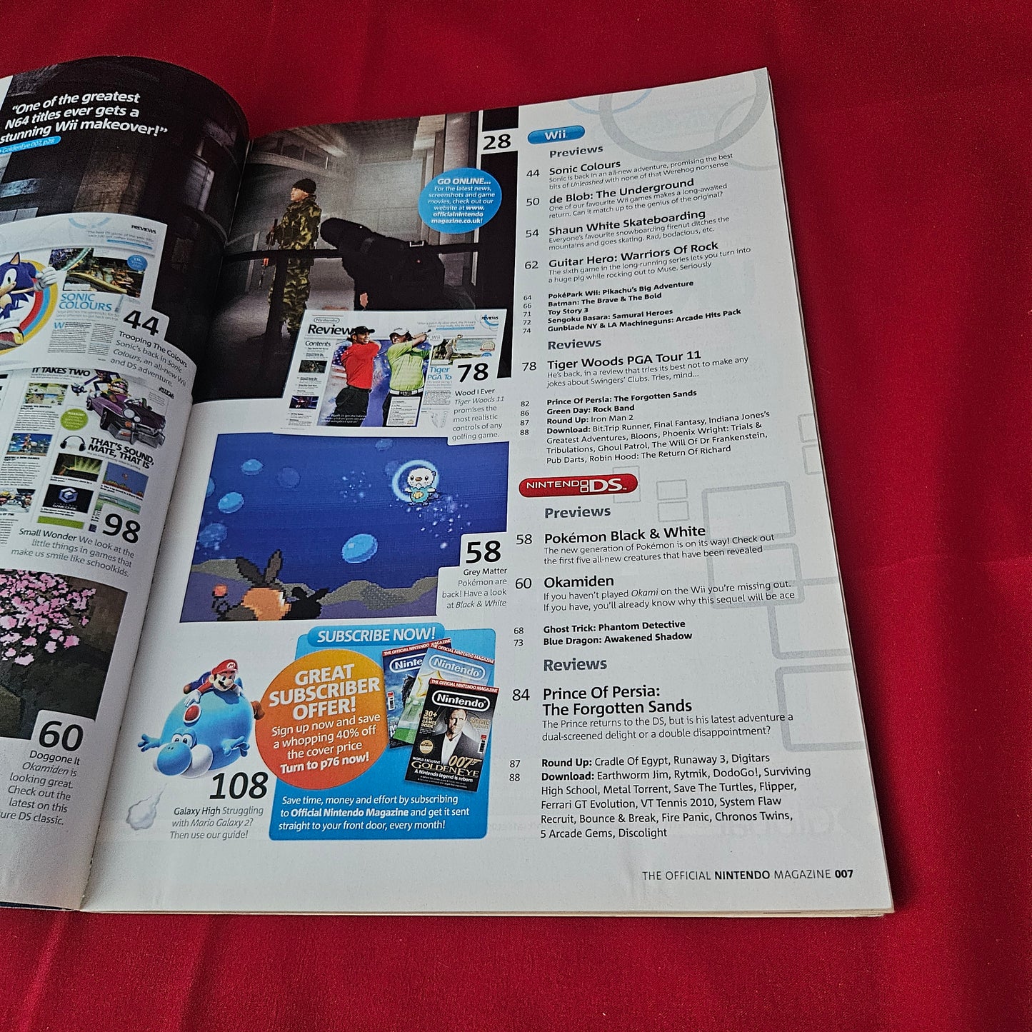 The Official Nintendo Magazine July 2010 Issue 57 (1380) GoldenEye 007 Sonic Colours Super Mario Galaxy 2 Pokemon Black and White Monster Hunter Tri