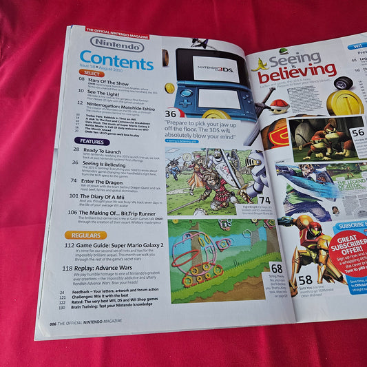 The Official Nintendo Magazine August 2010 Issue 58 (1380) Dragon Quest IX Legend of Zelda Skyward Sword Donkey Kong Country Returns Metroid Other M Advance Wars