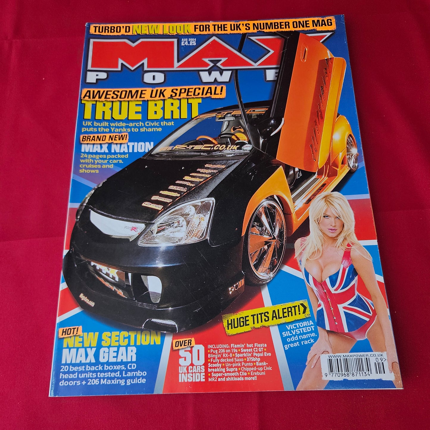 Max Power Magazine August 2004 (1381) Victoria Silvstedt Honda Civic Toyota Supra Impreza Modified Cars Glamour Models