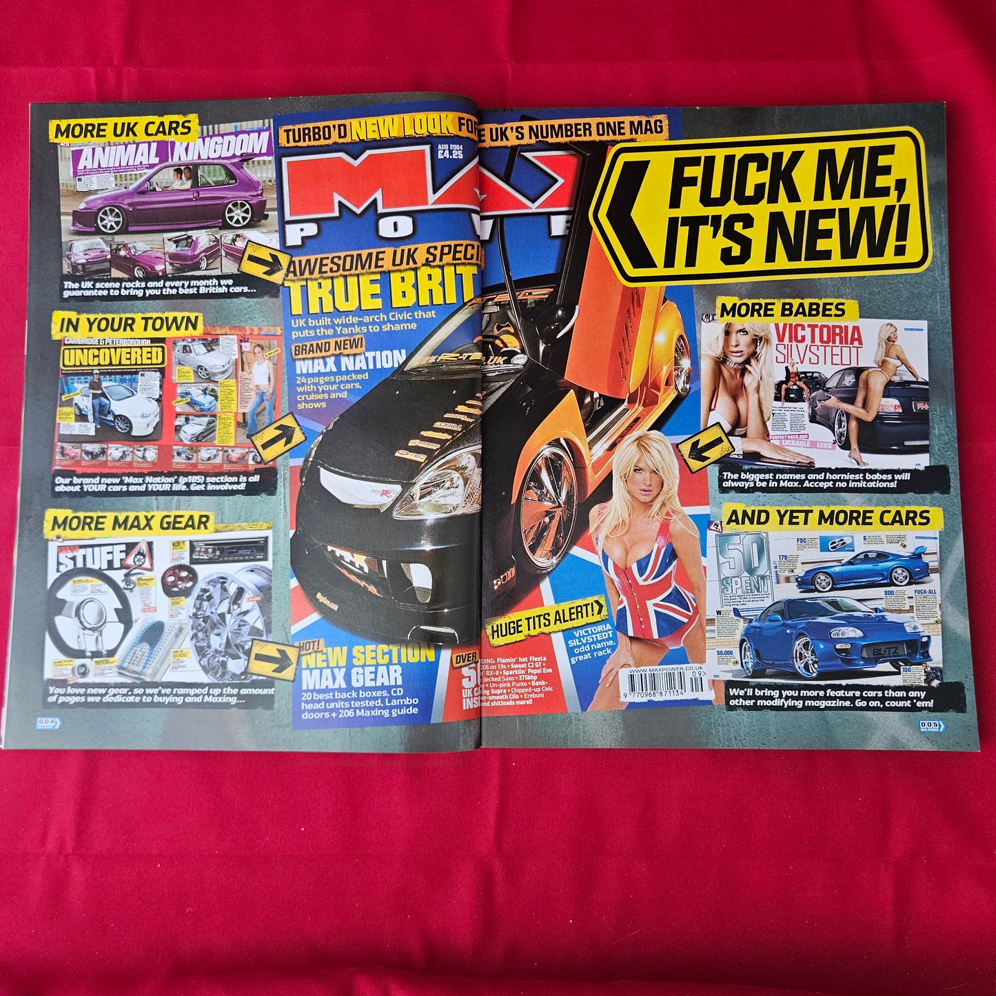 Max Power Magazine August 2004 (1381) Victoria Silvstedt Honda Civic Toyota Supra Impreza Modified Cars Glamour Models