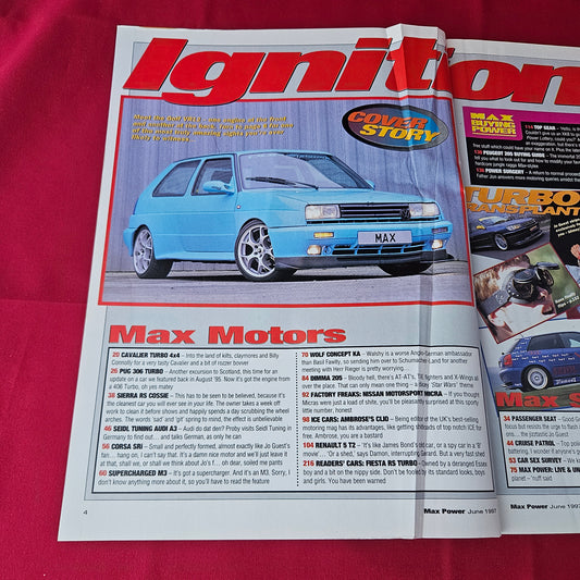 Max Power Magazine June 1997 (1381) Jo Guest Golf VR12 BMW M3 Audi A3 Modified Cars Glamour Models