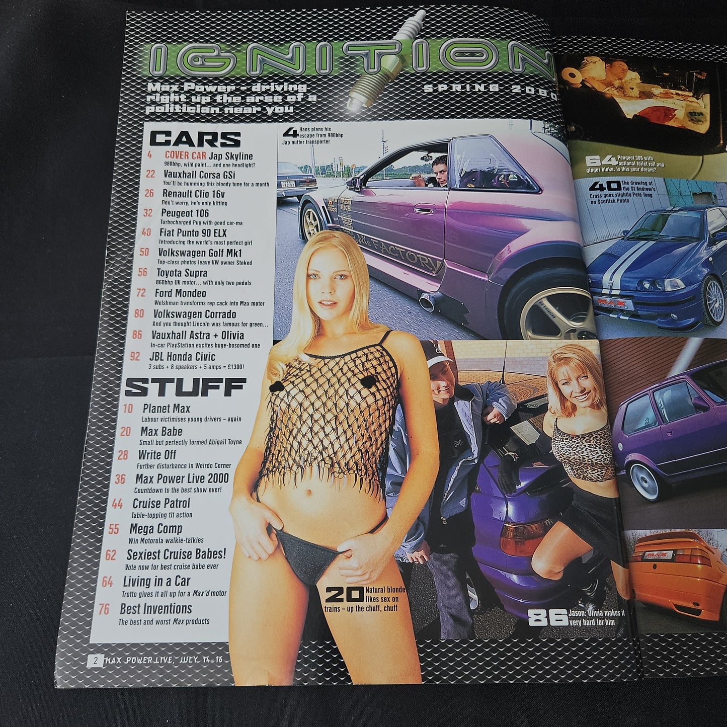Max Power Magazine Spring 2000 (1384) Abigail Toyne Jordan Katie Price Olivia Jo Hicks Jap Skyline R33 Toyota Supra Modified Tuning Cars Glamour Models