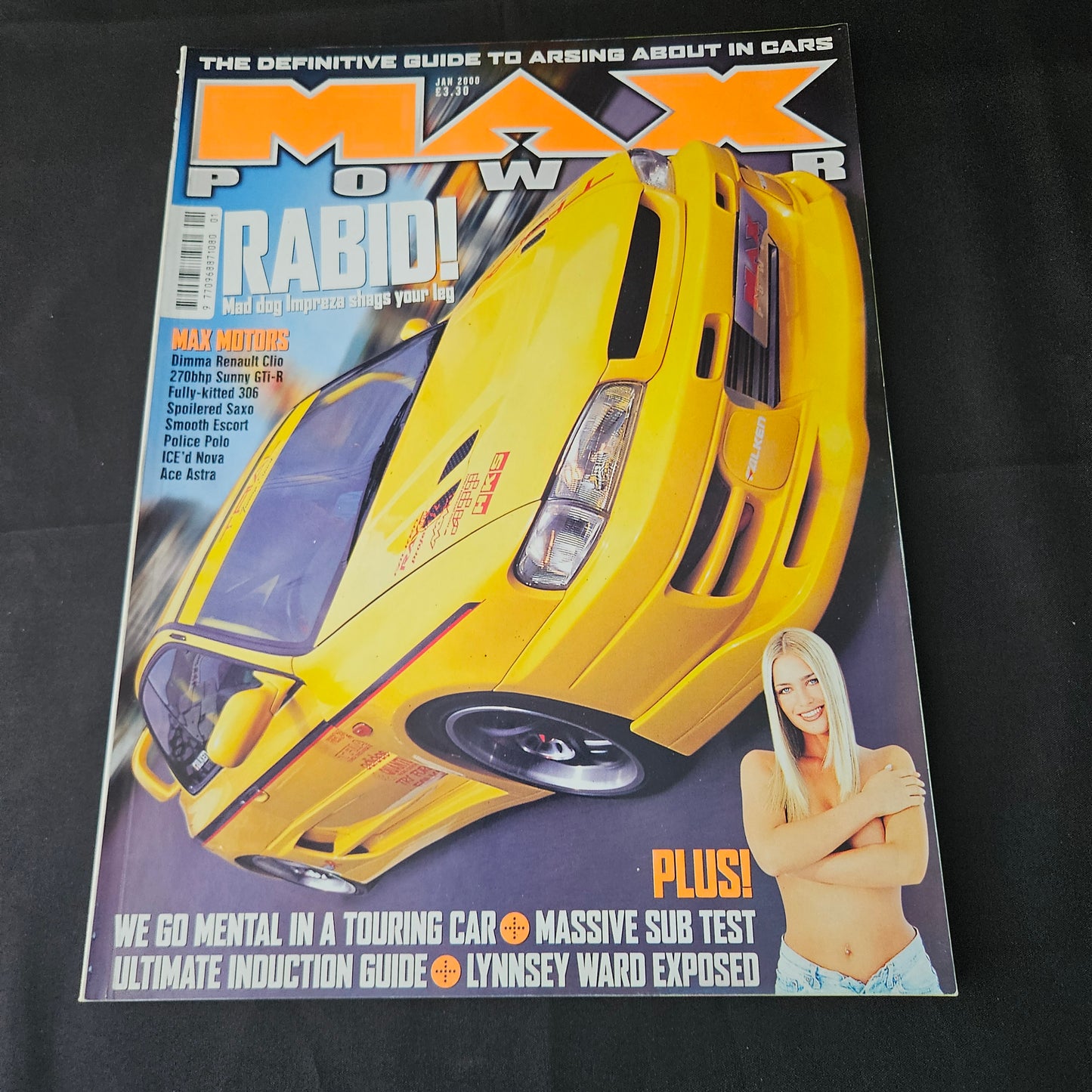 Max Power Magazine January 2000 (1384) Lynnsey Ward Subaru Impreza Citroen Saxo Nissan Sunny GTi-R Vauxhall Astra Modified Tuning Cars Glamour Models