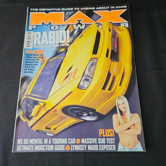 Max Power Magazine January 2000 (1384) Lynnsey Ward Subaru Impreza Citroen Saxo Nissan Sunny GTi-R Vauxhall Astra Modified Tuning Cars Glamour Models