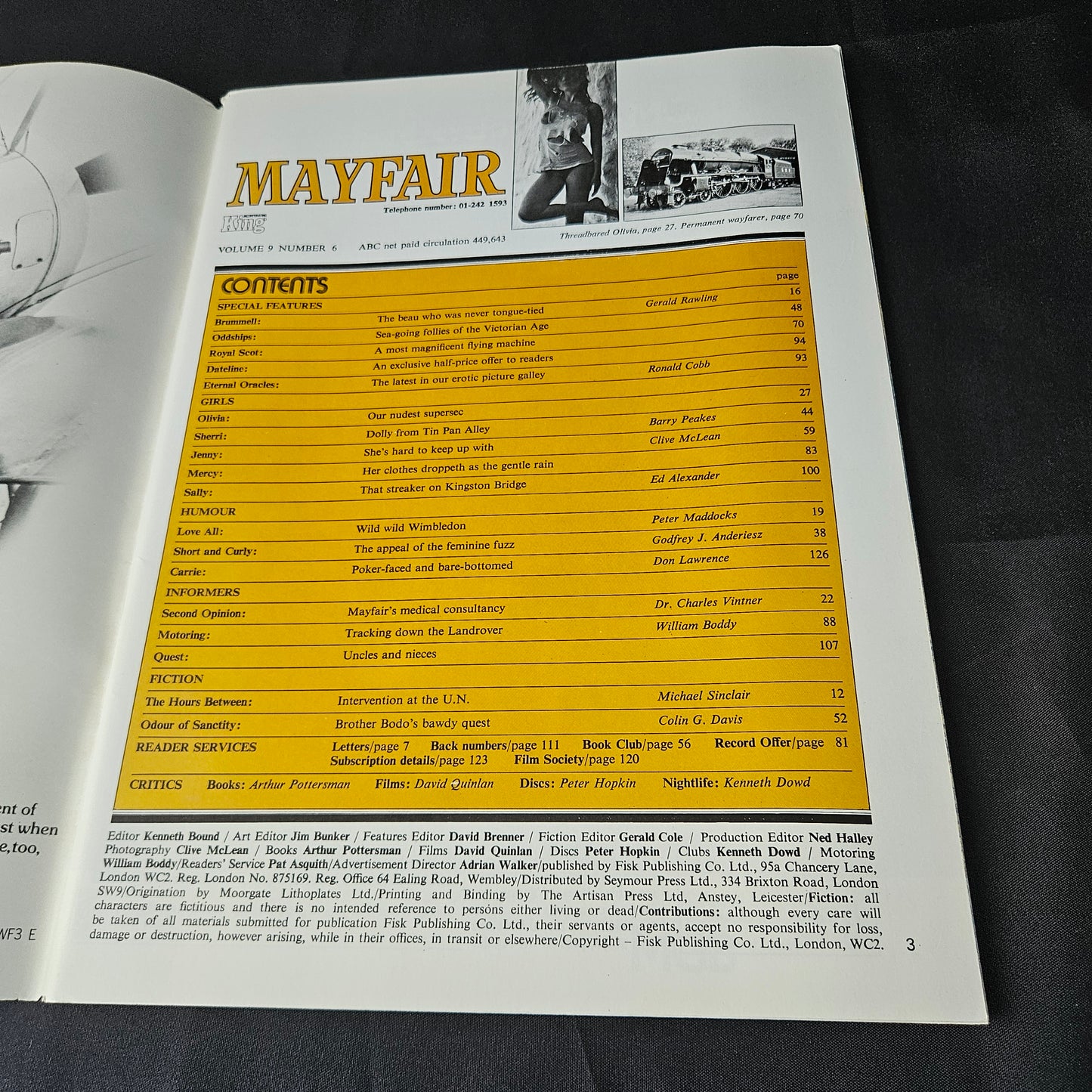 Mayfair Magazine Volume 9 Number 6 June 1974 (1387) Jenny Westbrook Olivia Paddon Sherri Dillon Mercy Nilsson Sally Cooper Glamour Models