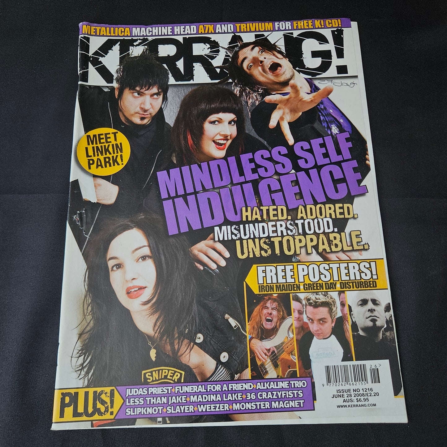 Kerrang! Magazine June 28 2008 Issue 1216 (1388) Mindless Self Indulgence Skindred Iron Maiden Green Day Disturbed Linkin Park Bands Singers