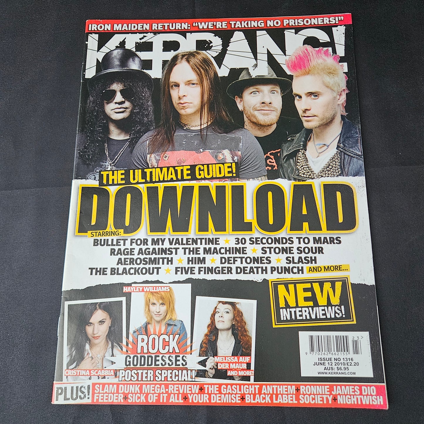 Kerrang! Magazine June 12 2010 Issue 1316 (1388) Slash Matt Tuck Corey Taylor Jared Leto Bullet For My Valentine Stone Sour 30 Seconds To Mars Iron Maiden Bands Singers