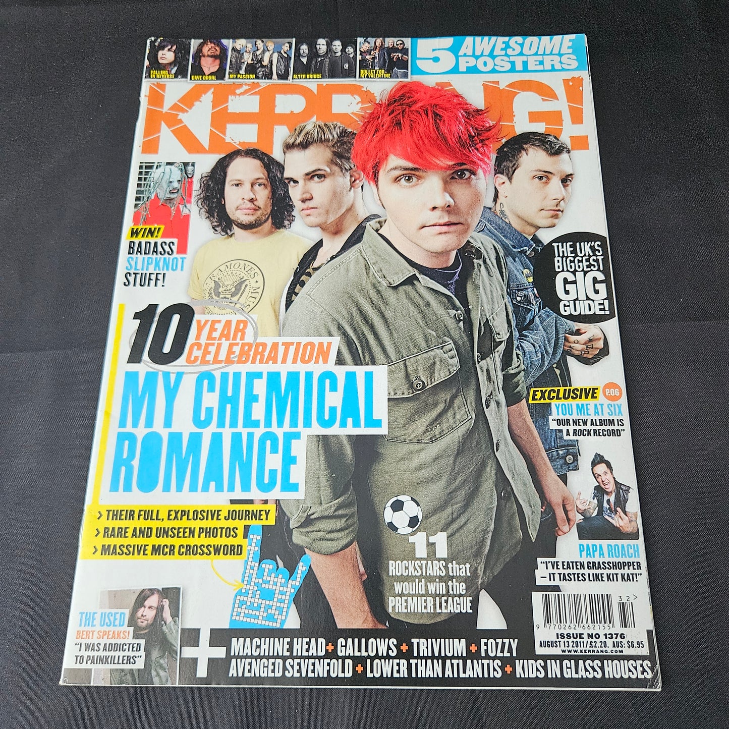 Kerrang! Magazine August 13 2011 Issue 1376 (1388) My Chemical Romance Gerard Way Bullet For My Valentine Falling In Reverse You Me At Six Papa Roach Bands Singers