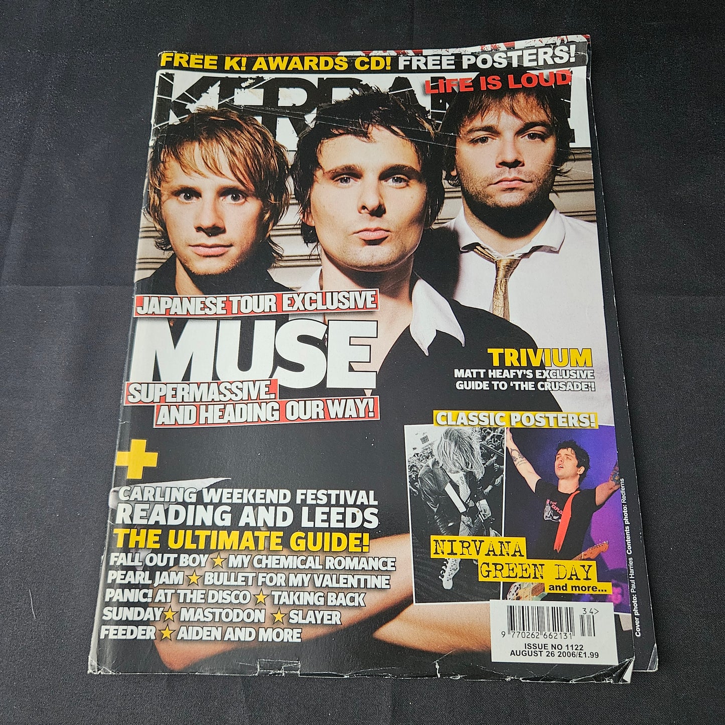 Kerrang! Magazine August 26 2006 Issue 1122 (1388) Muse Gerard Way My Chemical Romance Rage Against The Machine Green Day Reading Leeds Festival Bands Singers
