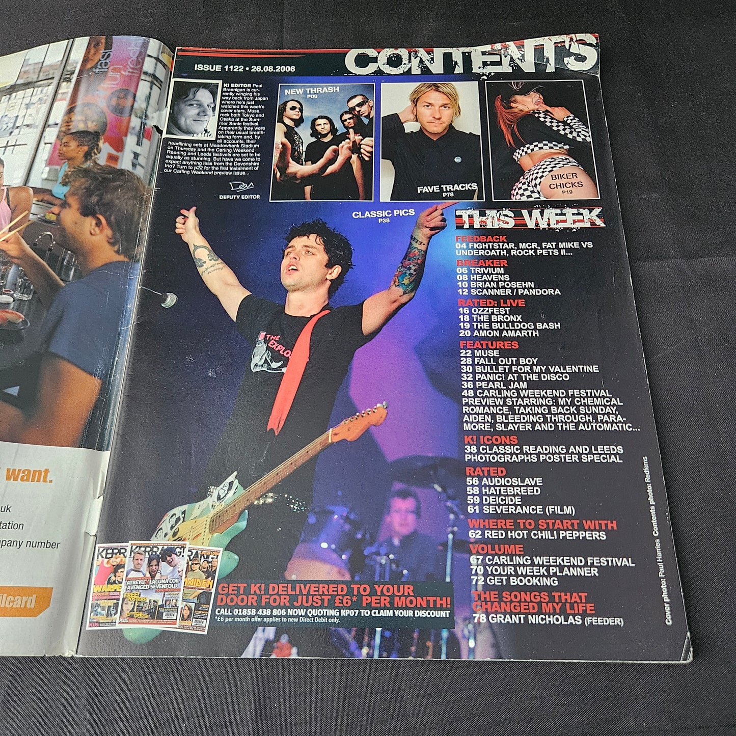 Kerrang! Magazine August 26 2006 Issue 1122 (1388) Muse Gerard Way My Chemical Romance Rage Against The Machine Green Day Reading Leeds Festival Bands Singers