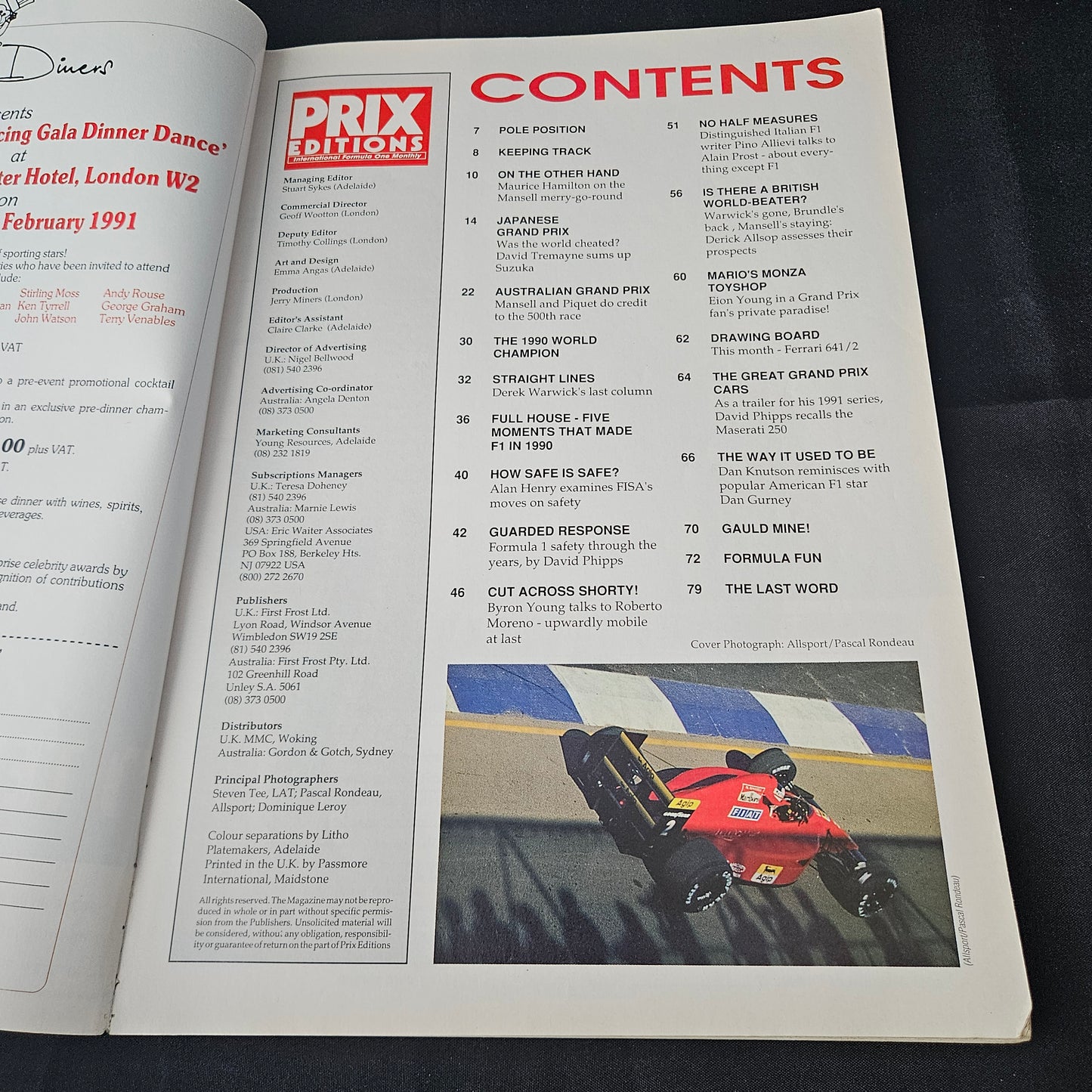 Prix Editions Magazine December 1990 (1396) Formula One Ferrari 641/2 Maserati 250 Monaco GP F1 Magazine