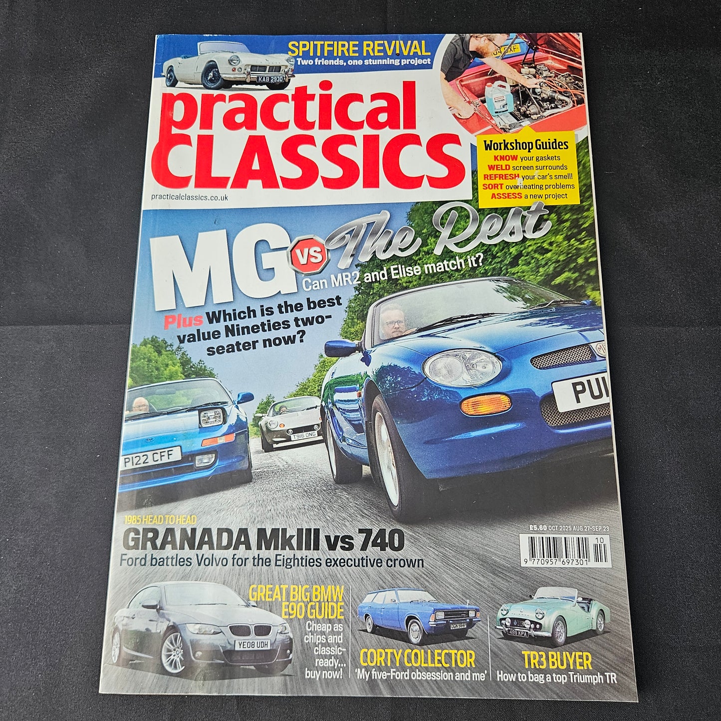 Practical Classics Magazine October 2025 (1399) MG F Toyota MR2 Lotus Elise Granada MkIII Volvo 740 BMW E90 Triumph TR3 Spitfire