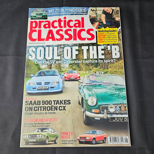 Practical Classics Magazine August 2025 (1399) MG B MG SV Cyberster Saab 900 Citroen CX Cortina MkIII MG ZS Jaguar X300