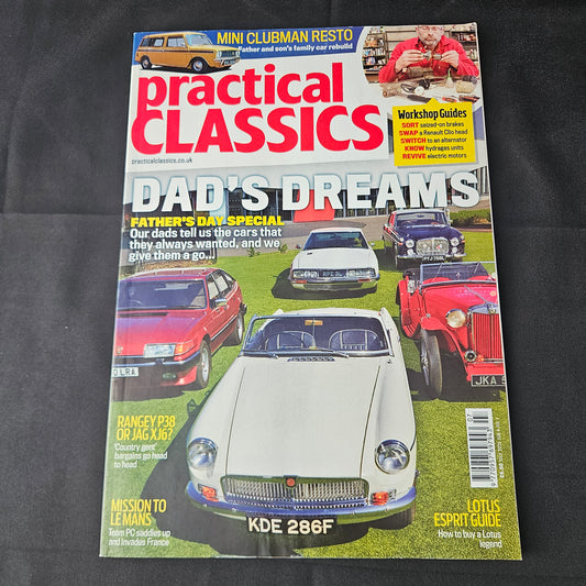 Practical Classics Magazine July 2025 (1399) MG B MGB Mini Clubman Lotus Esprit Jaguar XJ6 Range Rover P38 Renault Clio