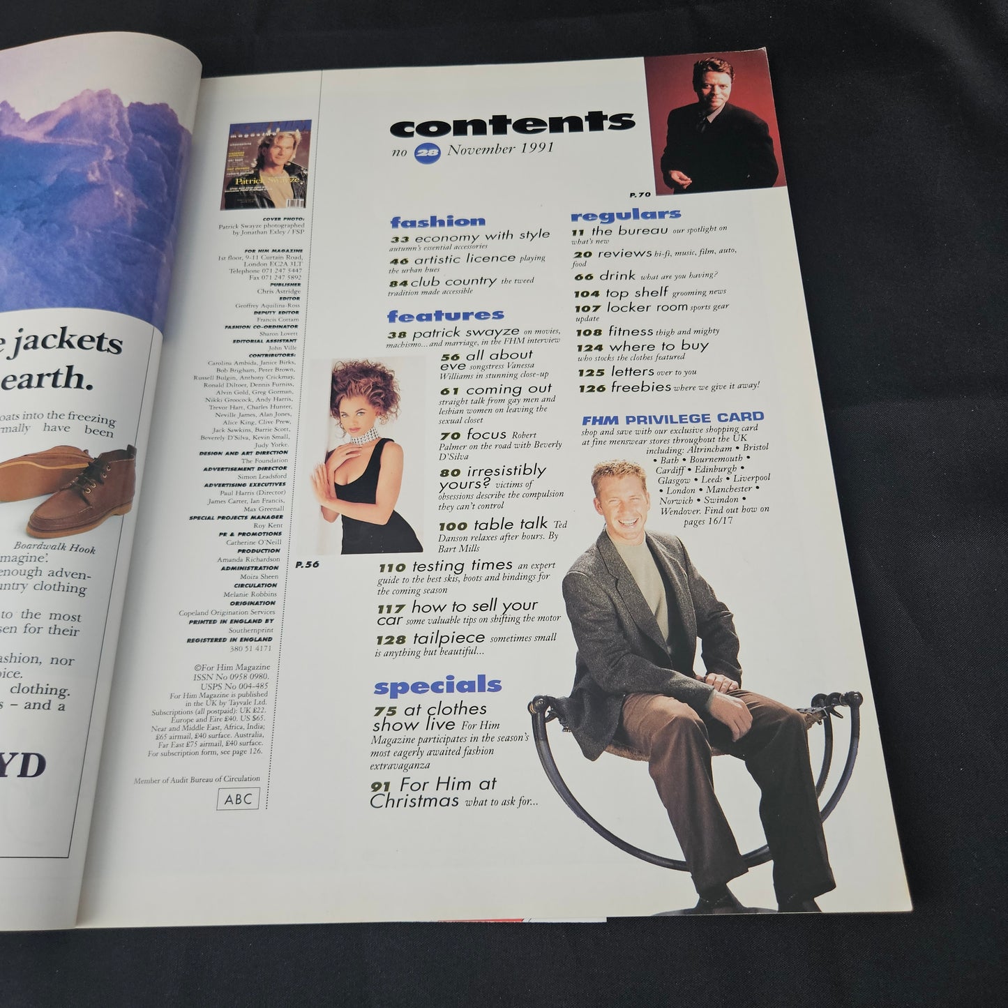 FHM For Him Magazine November 1991 (1401) Patrick Swayze Vanessa Williams Ted Danson