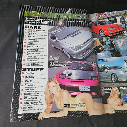 Max Power Magazine February 2000 (1403) Peugeot 306 Mazda RX-7 Olivia Vauxhall Calibra