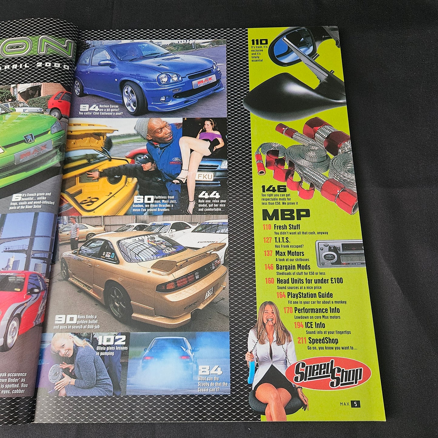 Max Power Magazine April 2000 (1403) Peugeot 106 Vauxhall Calibra VW Vento Olivia Nova