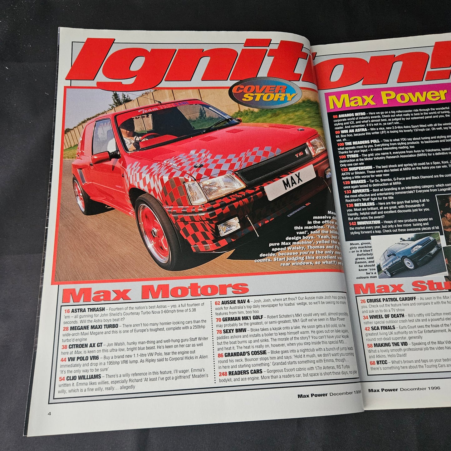 Max Power Magazine December 1996 (1404) Vauxhall Astra Sport Van Cossie Megane Awards 96