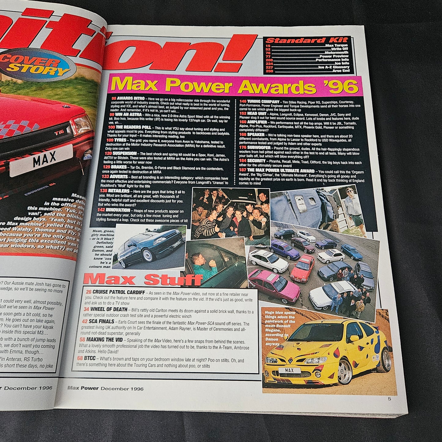 Max Power Magazine December 1996 (1404) Vauxhall Astra Sport Van Cossie Megane Awards 96