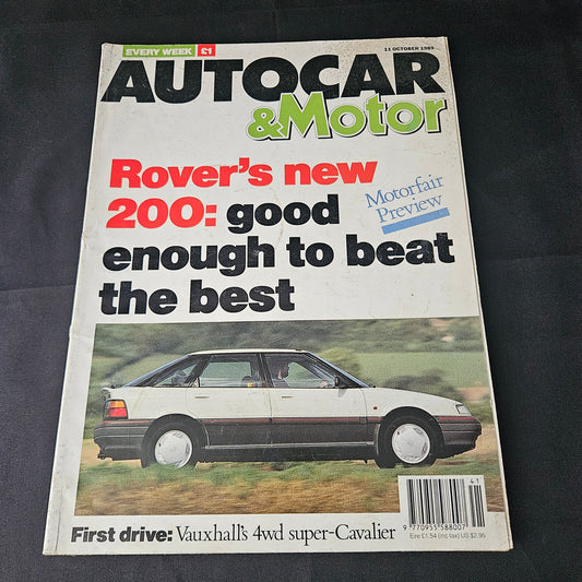 Autocar & Motor Magazine 11 October 1989 (1405) Rover 200 Range Rover Lotus Esprit Turbo SE