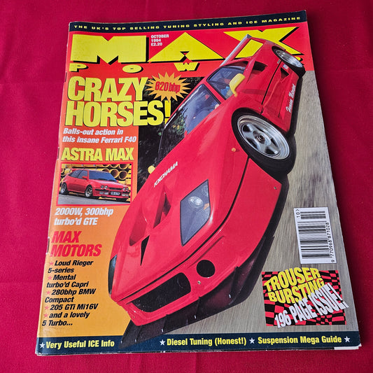 Max Power Magazine October 1994 (1410) Ferrari F40 Astra GTE BMW Compact Capri 205 GTI Rieger 5 Series