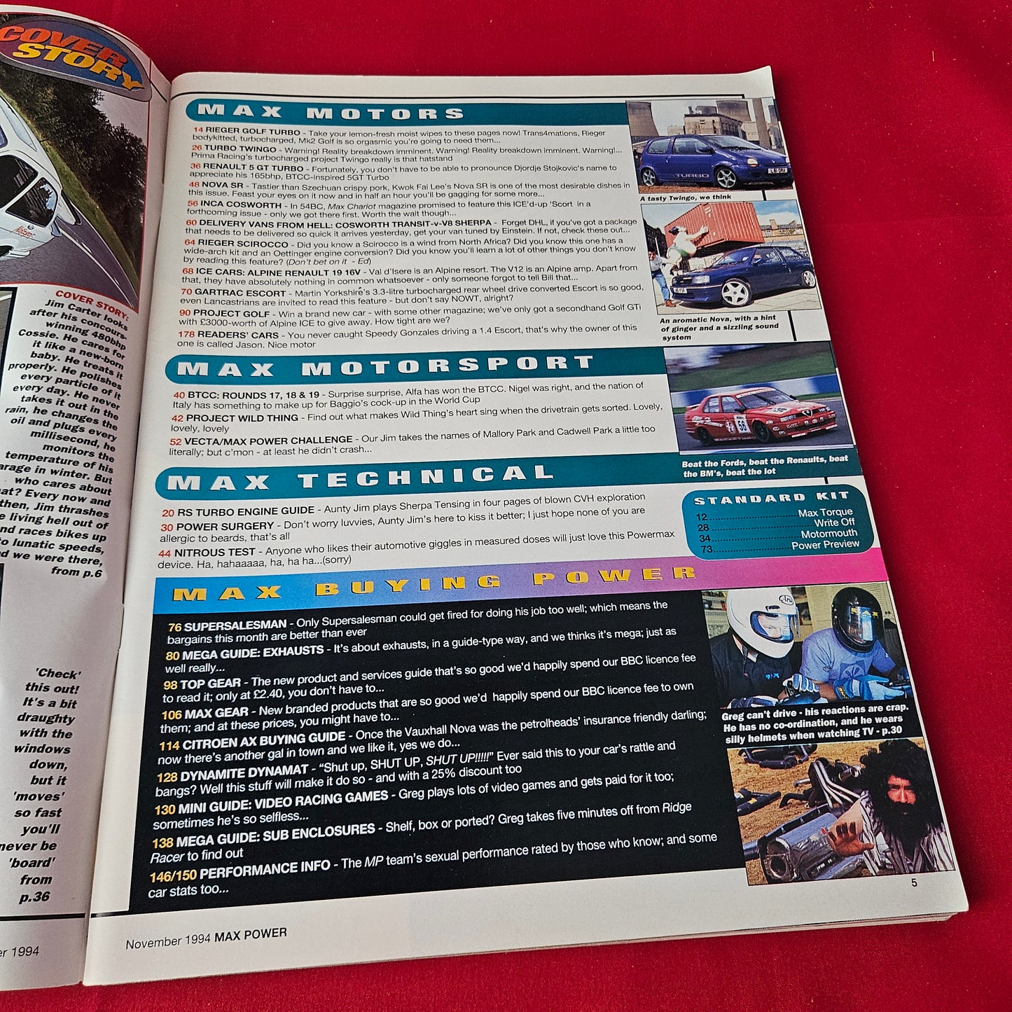 Max Power Magazine November 1994 (1410) Ford Sierra Cosworth Rieger Golf Turbo Twingo Gartrac Escort