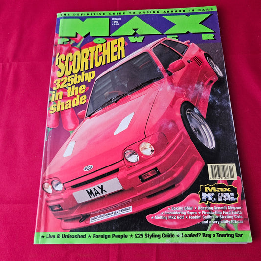 Max Power Magazine October 1997 (1410) Ford Escort Scorcher 325bhp Supra Civic Golf AX Megane