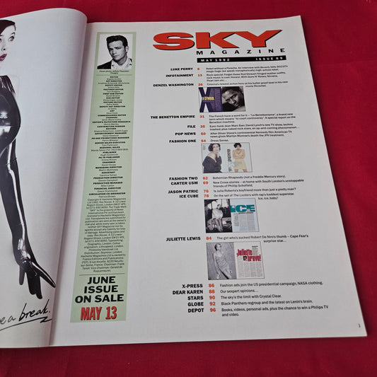 Sky Magazine May 1992 (1414) Luke Perry Denzel Washington Jason Patric Juliette Lewis