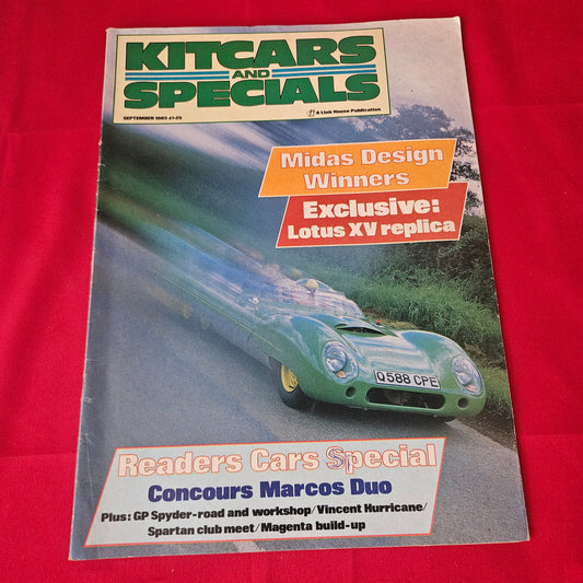 Kitcars And Specials Magazine September 1985 (1419) Lotus XV Replica Midas Concours Marcos GP Spyder Vincent Hurricane