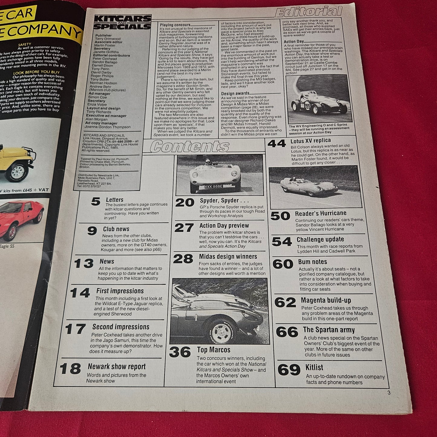 Kitcars And Specials Magazine September 1985 (1419) Lotus XV Replica Midas Concours Marcos GP Spyder Vincent Hurricane