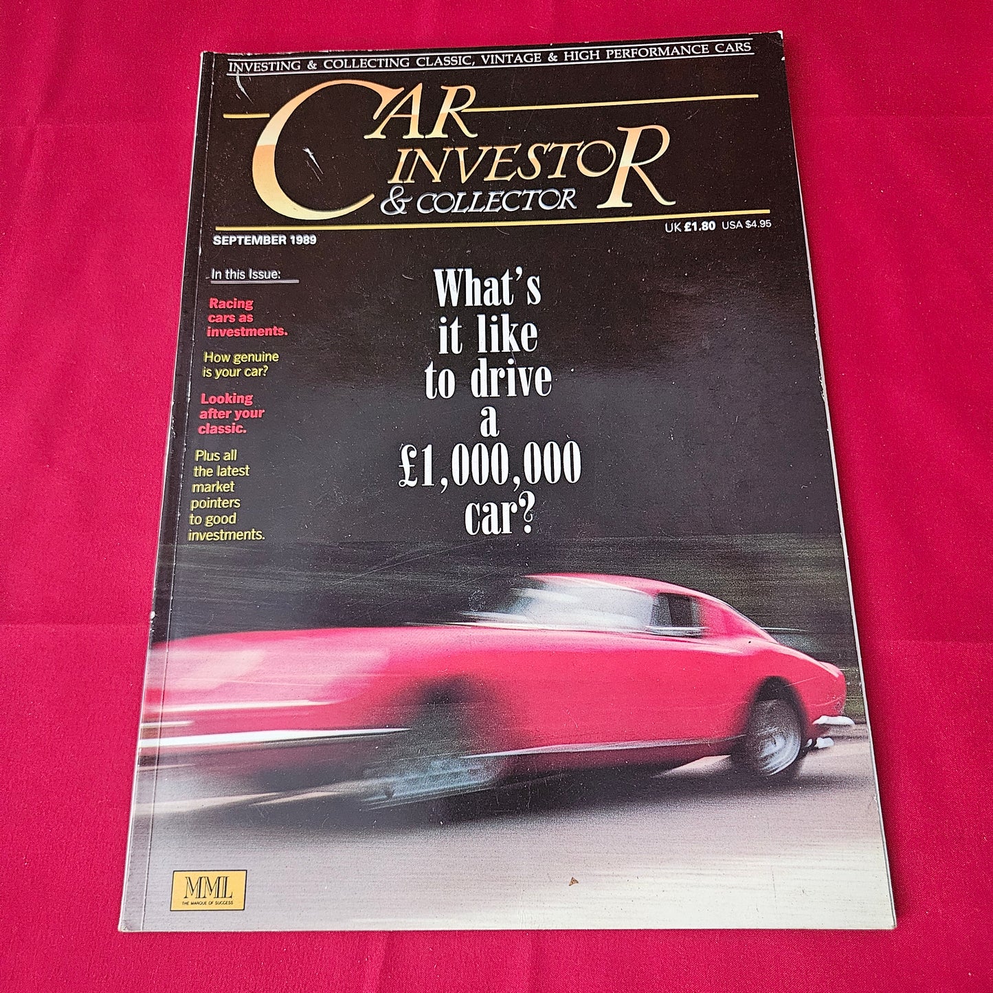 Car Investor & Collector Magazine September 1989 (1419) Ferrari Porsche BMW Racing Cars