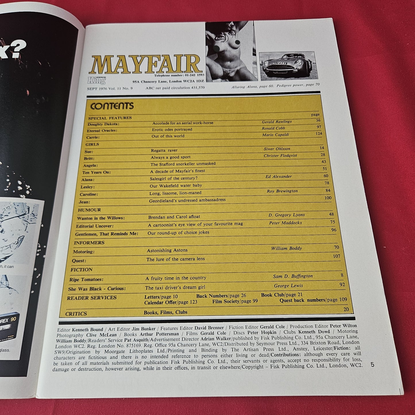 Mayfair Magazine Sept 1976 Vol 11 No 9 (1420) Alana Ford Sue Britt Angela Lesley Caroline Jean