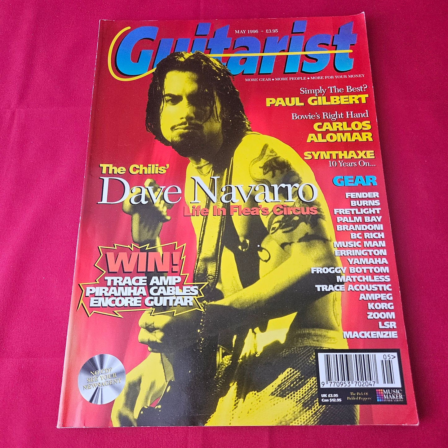 Guitarist Magazine May 1996 (1422) Dave Navarro Paul Gilbert Carlos Alomar Flea Chilis Owen Barry