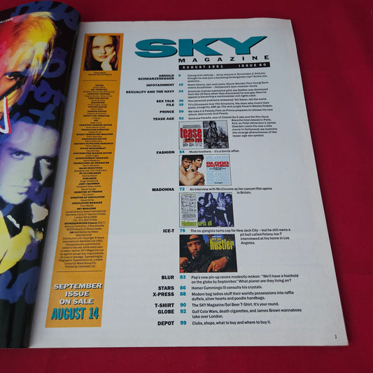 Sky Magazine August 1991 (1428) Vanessa Paradis Madonna Ice-T Prince Stevie Wonder