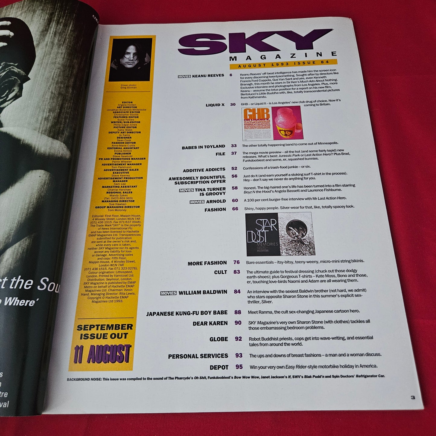 Sky Magazine August 1993 (1428) Keanu Reeves William Baldwin Schwarzenegger Babes Toyland