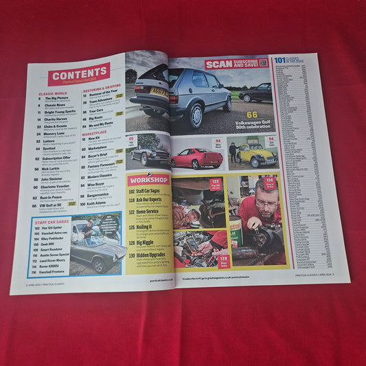 Practical Classics Magazine April 2024 (1432) VW Golf GTI Saab 900 Triumph TR6 Porsche 911