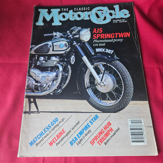 The Classic Motor Cycle Magazine December 1991 AJS Springtwin Matchless G50 BSA Empire Star Triumph SKU 1436