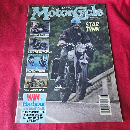The Classic Motor Cycle Magazine August 1991 Star Twin Enfield Watsonian Vincent BSA SKU 1436
