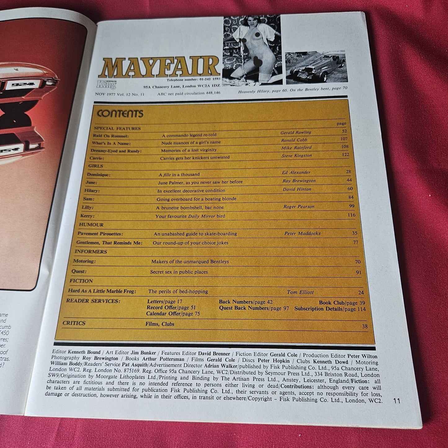 Mayfair Magazine November 1977 Vol 12 No 11 June Palmer Hilary Stephens (1439)