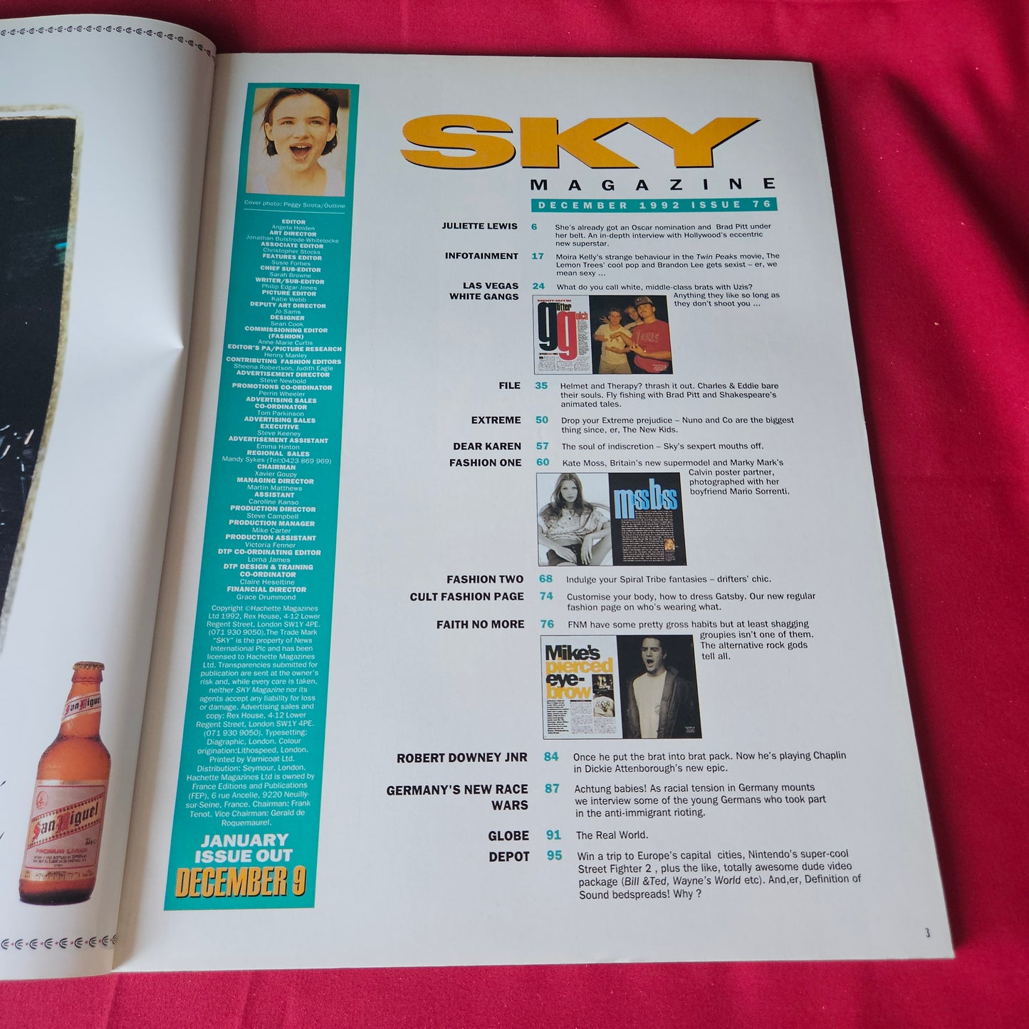 Sky Magazine December 1992 Juliette Lewis Brad Pitt Kate Moss (1443)