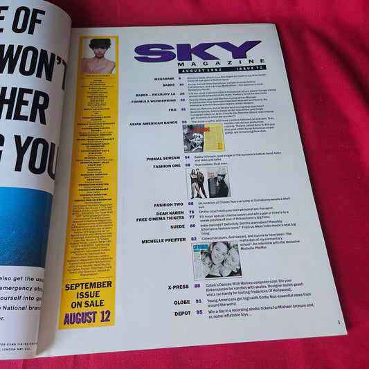 Sky Magazine August 1992 Beatrice Dalle Michelle Pfeiffer Primal Scream (1443)