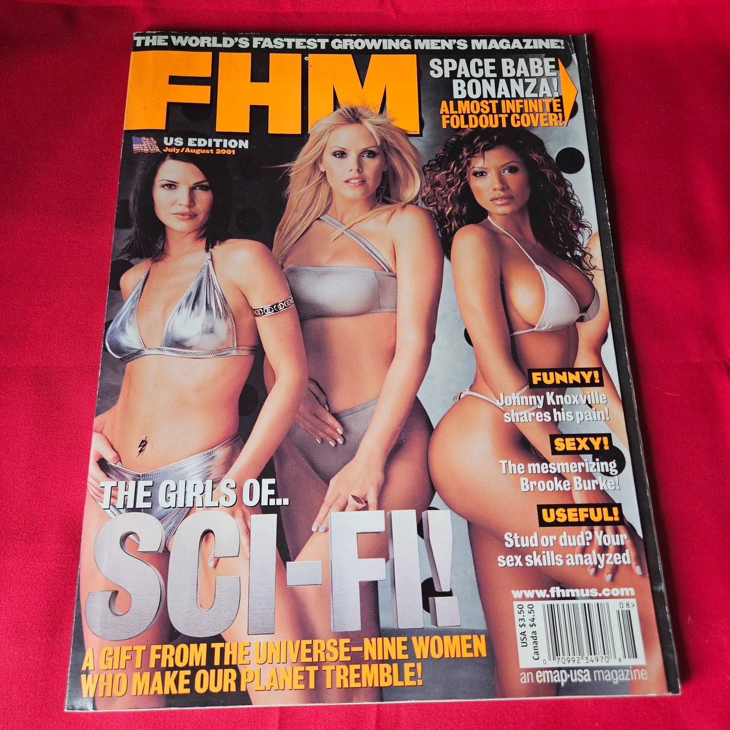 FHM Magazine US July August 2001 Brooke Burke Johnny Knoxville Sci-Fi Girls Foldout (1451)
