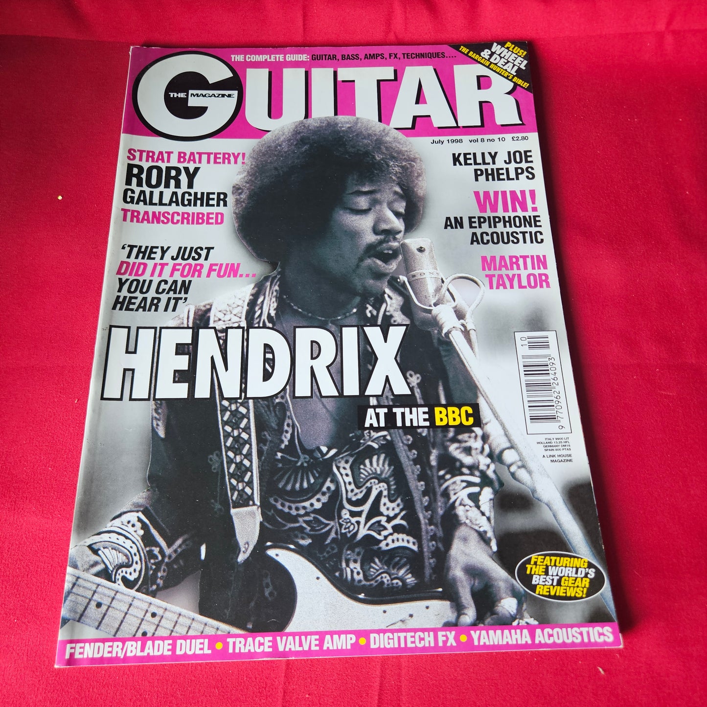 The Guitar Magazine July 1998 Jimi Hendrix Rory Gallagher Kelly Joe Phelps SKU 1457