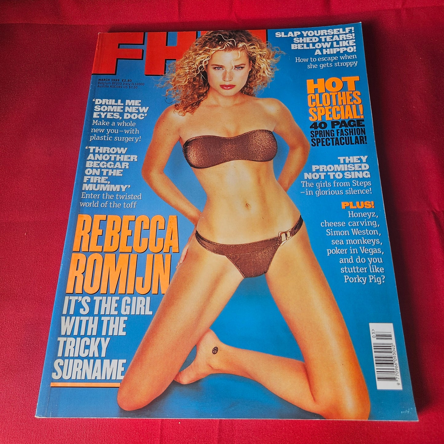 FHM Magazine March 1999 Issue 110 Rebecca Romijn Honeyz Steps SKU 1458
