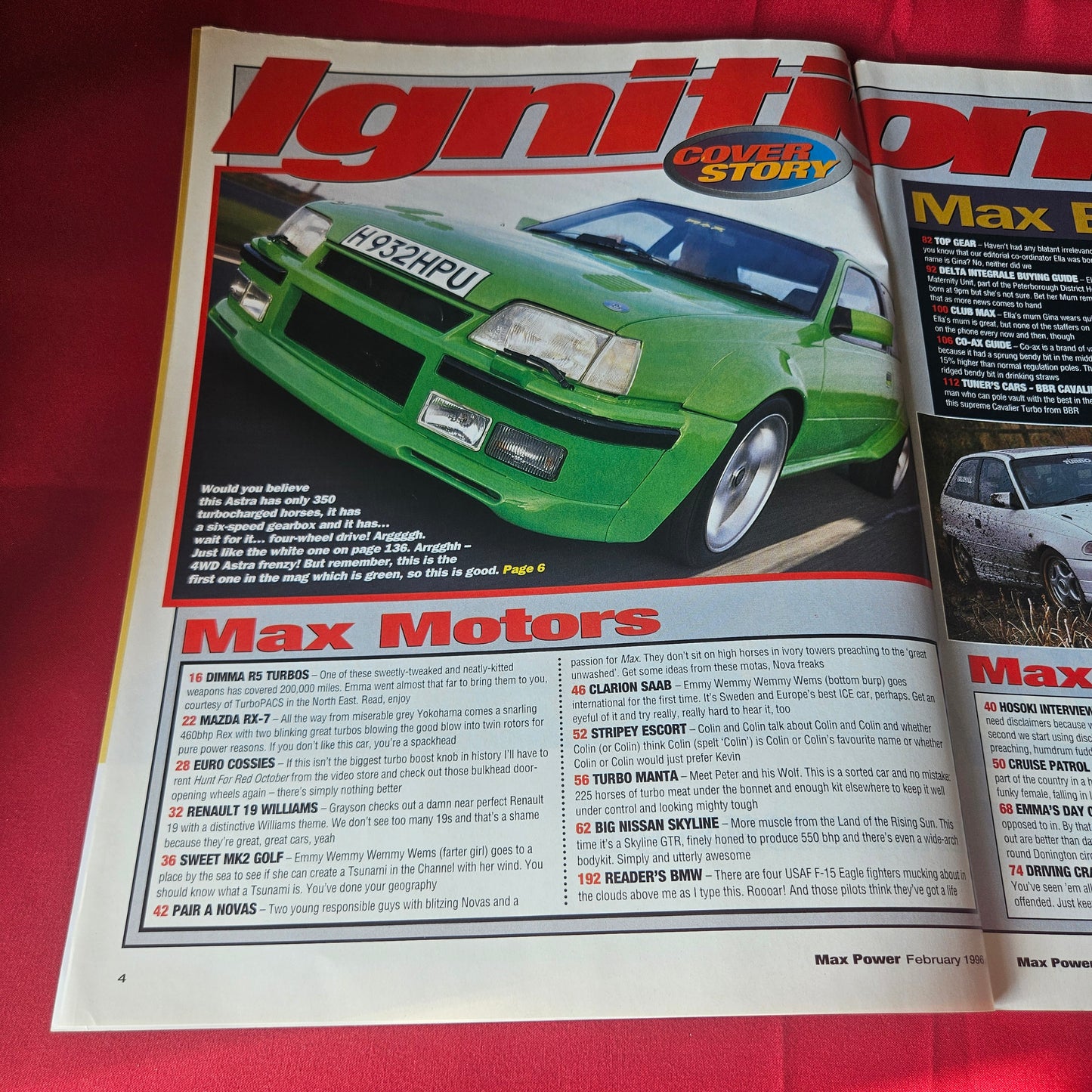 Max Power Magazine February 1996 Vauxhall Astra GTE Turbo Mazda RX-7 Skyline R5 GT SKU 1459
