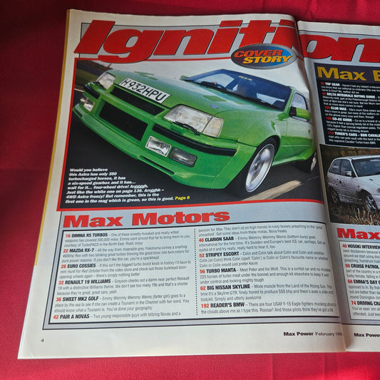 Max Power Magazine February 1996 Vauxhall Astra GTE Turbo Mazda RX-7 Skyline R5 GT SKU 1459